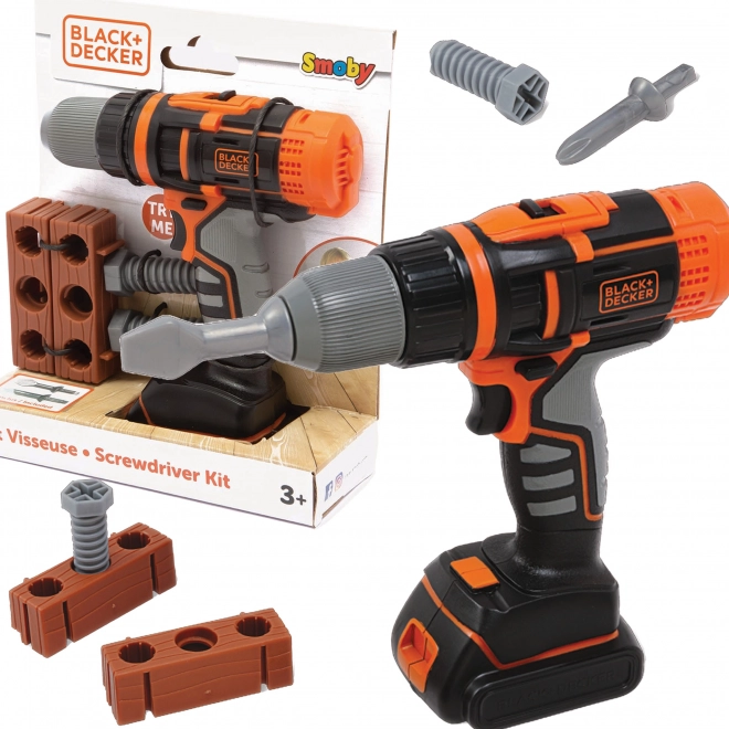 elektronikus akkumulátoros fúró és csavarozó smoby black&decker téglával