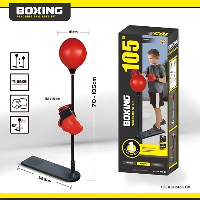 Woopie Gyerek Boxkészlet Állítható Álló Boxzsák 70-105 cm