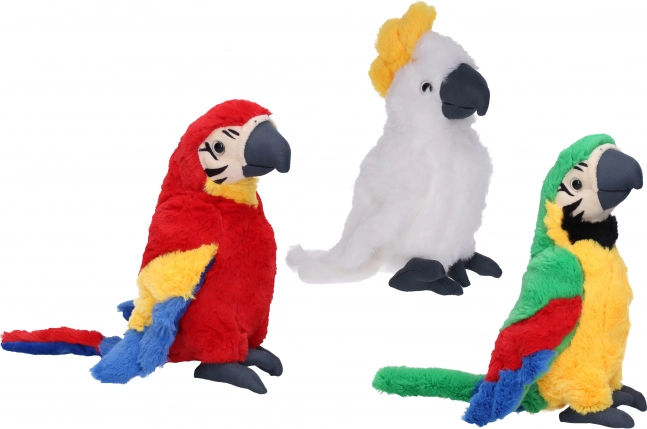 plüss papagáj 24 cm – pihe-puha játék 3 színben