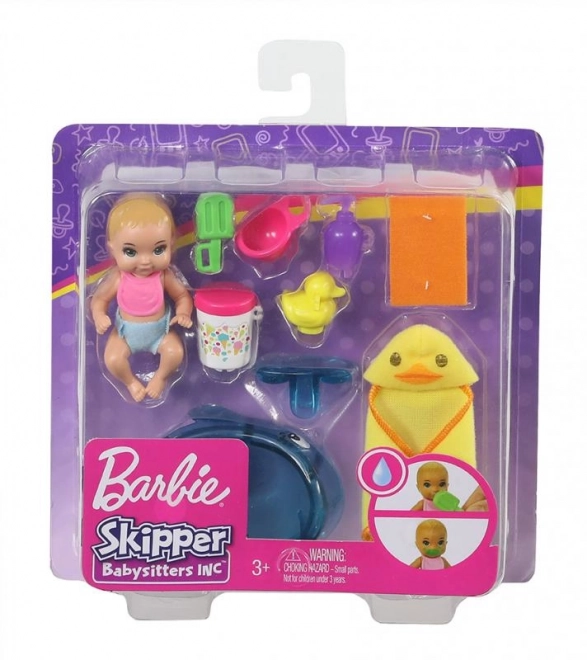 Barbie - Skipper bébiszitter baba és kiegészítők: fogmosás