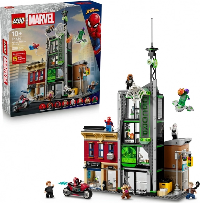 lego marvel pókember és az oscorp – városi jelenet minifigurákkal