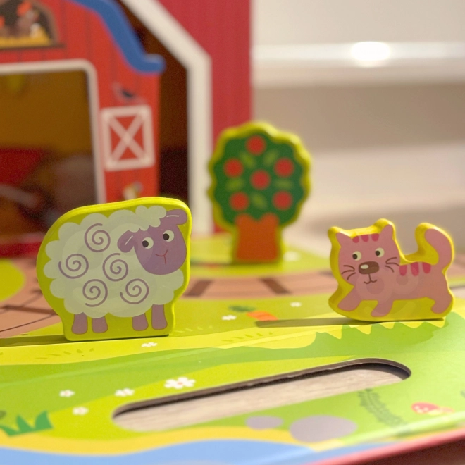 Tooky Toy Fából készült farm bőröndben