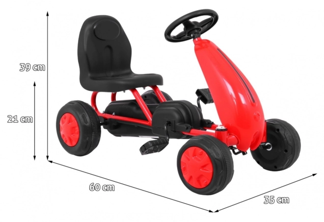 Első pedálos gokart gyerekeknek, fehér – piros