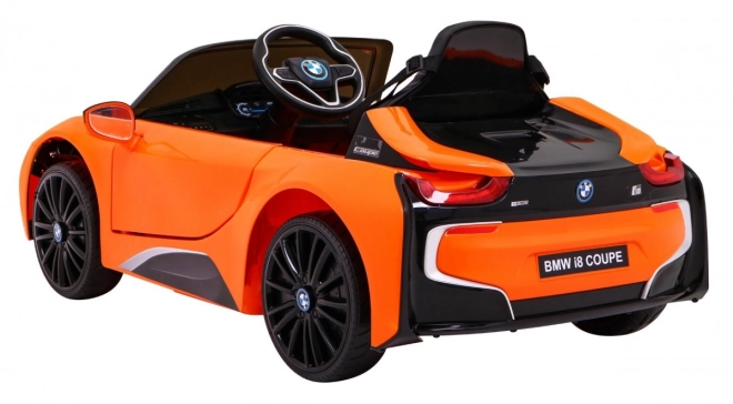 BMW I8 Lift akkumulátoros autó narancs + Távirányító + Lassú indítás + 3-pontos övek + MP3 USB + LED dióda