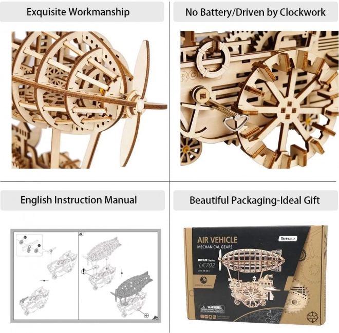 Robotime Rokr 3D fa puzzle Léghajó, 229 darab