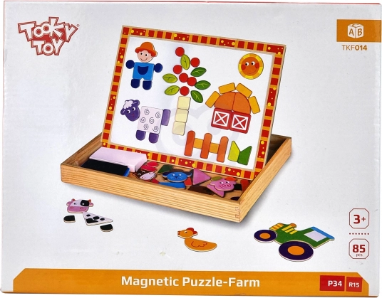 Tooky Toy Farmák kétoldalas fa tábla mágneses kirakókkal