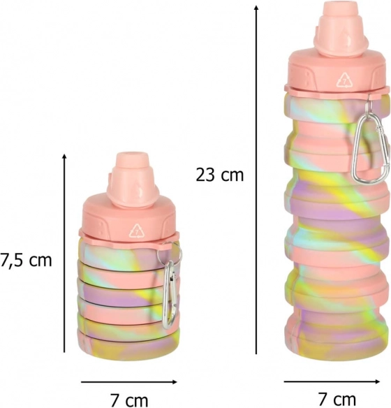 Összehajtható sport szilikon vízpalack 500 ml szivárvány színű