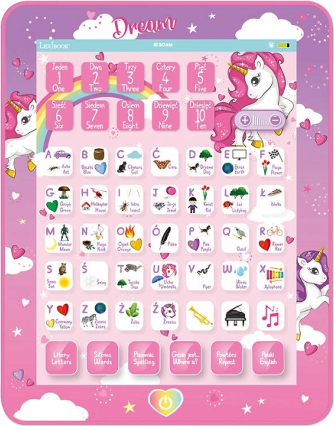Kétnyelvű beszélő oktatási tablet Unicorn Lexibook