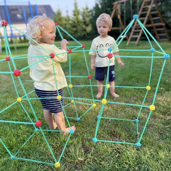 WOOPIE Nagy építő kockák Kunyhó Szett Szívószálak Csövek 128 db