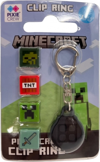 Pixie Crew & Minecraft kulcstartó fekete multipixelekkel