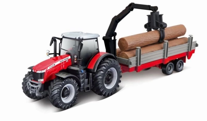 Bburago farm traktor és rönkös utánfutó