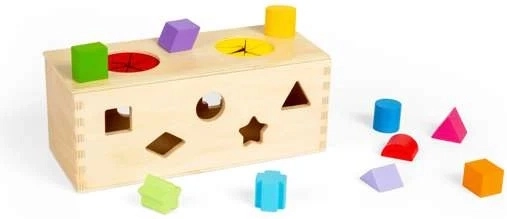 Bigjigs Toys Fa titokzatos doboz alakzatok behelyezésére és rendezésére