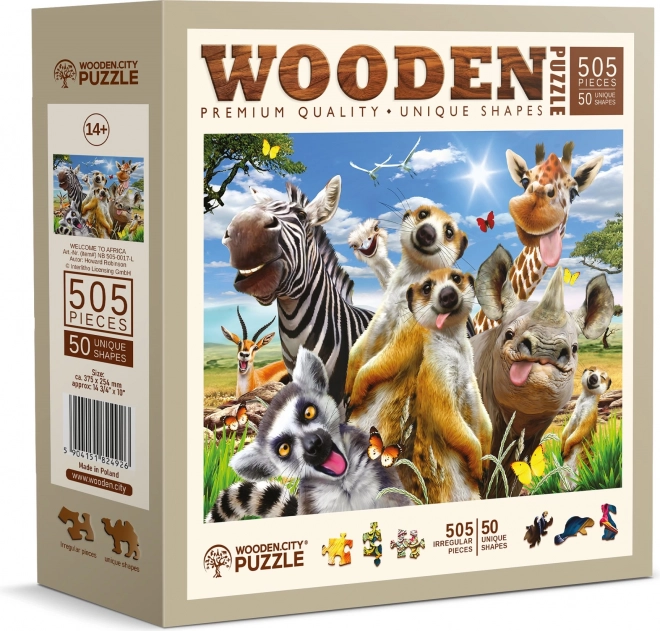 Wooden City fa puzzle Üdvözlet Afrikában