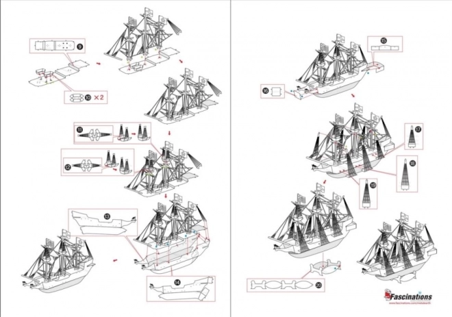 Metal Earth 3D puzzle: arany Golden Hind hajó