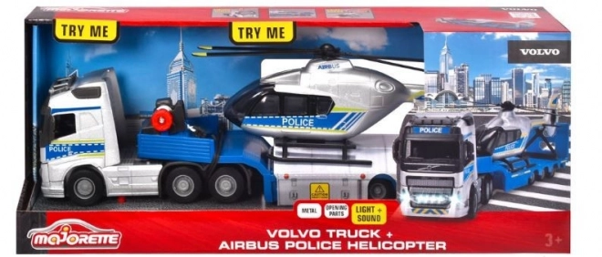 Majorette: Nagy Volvo teherautó + helikopter, 35 cm