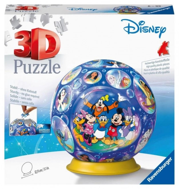 3D puzzle golyó Disney motívum 72 darabos - 100 évforduló