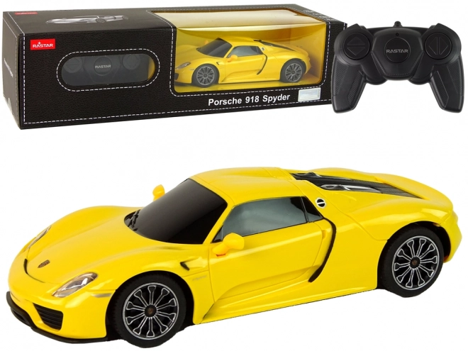 R/C Porsche 918 távirányítós autó, sárga 1:24