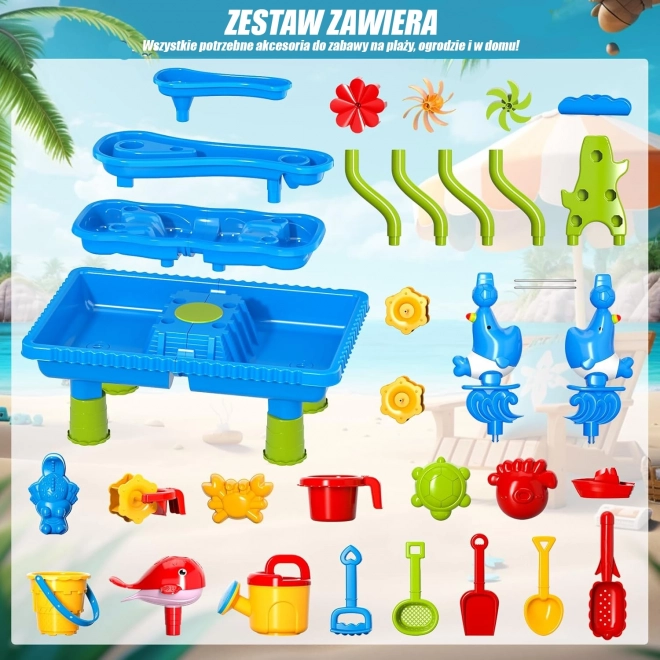 Woopie asztali vizes játék 4 az 1-ben homokozóval és XL vízeséssel 4 szintes Delfin