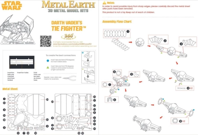 3D fém puzzle Star Wars: Darth Vader Tie Fighter