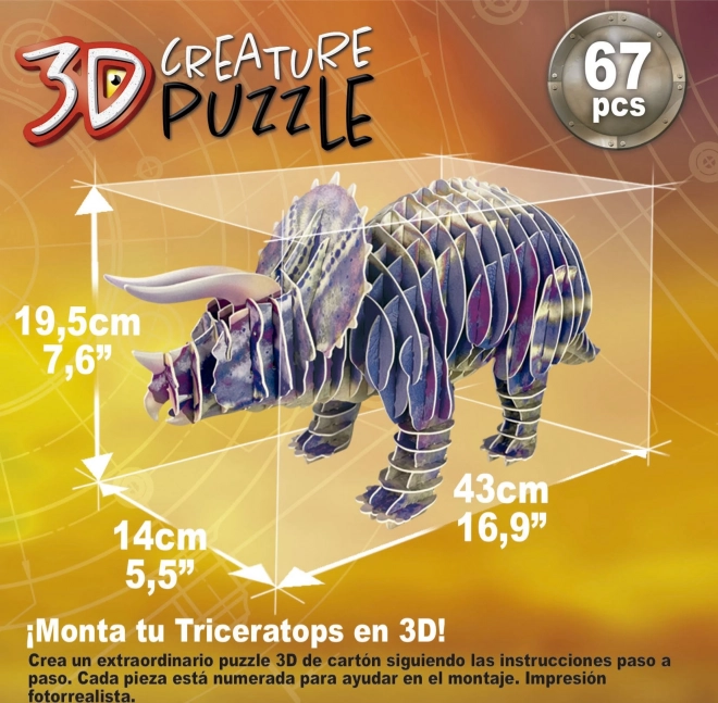 Educa 3D Triceratops Puzzle 67 darabos