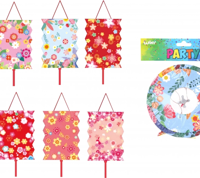 Lampion henger 16 cm virágmintával