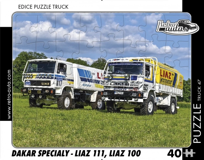 Retro autók puzzle teherautó DAKAR speciálok - LIAZ 111 és LIAZ 100 - 40 darabos