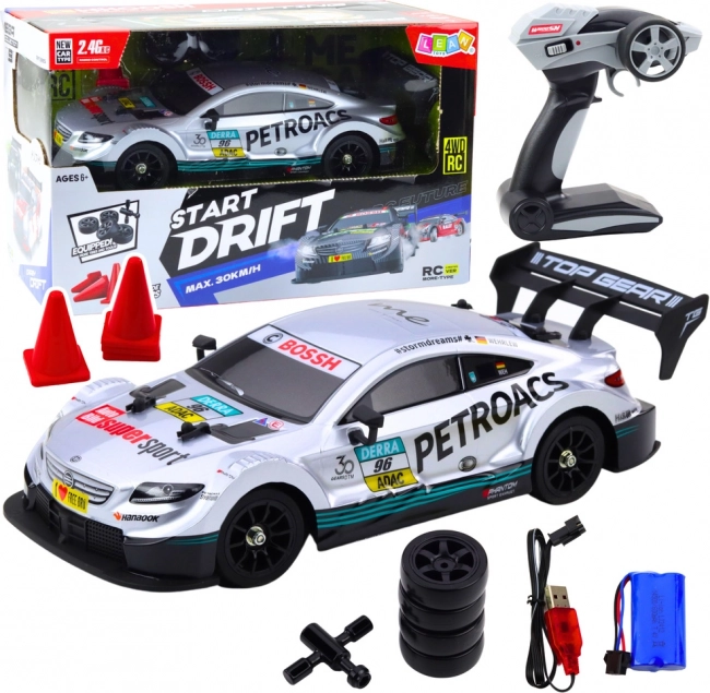 Verseny RC autó drifteléshez 1:16 méretarányban ezüst