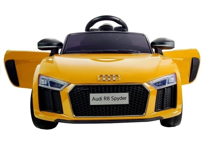 Sárga akkumulátoros Audi R8 Spyder játékautó