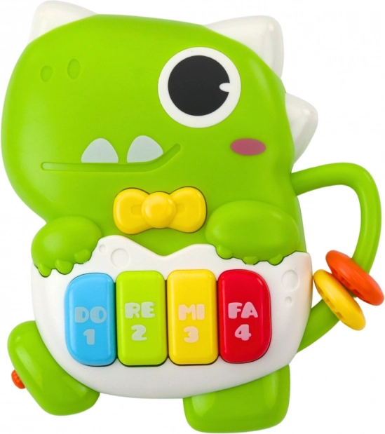 Mini zongora Zöld Dinoszaurusz fénnyel és hangokkal
