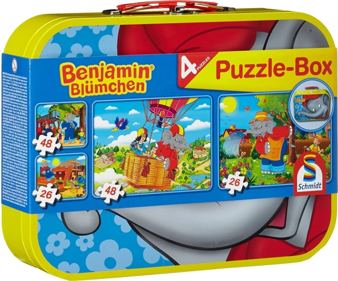 Benjamin elefánt 4 az 1-ben puzzle készlet fémdobozban