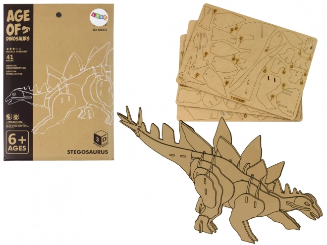 3D térbeli fa puzzle Stegosaurus, 41 elemes