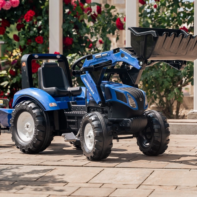Falk pedálos traktor New Holland utánfutóval
