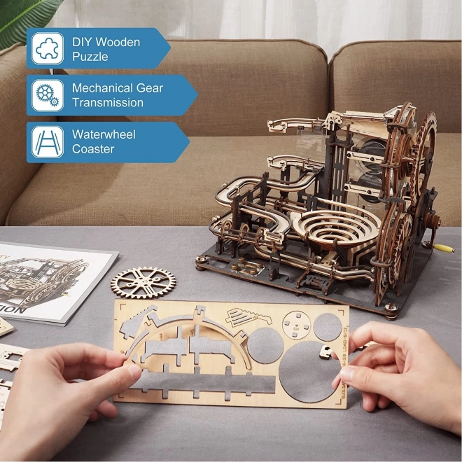 Robotime Rokr 3D fa puzzle golyópálya: Éjszakai város 294 darabos