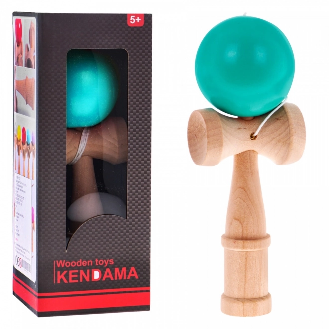 Kendama ügyességi játék gyerekeknek és felnőtteknek, fa játékszer kék golyóval