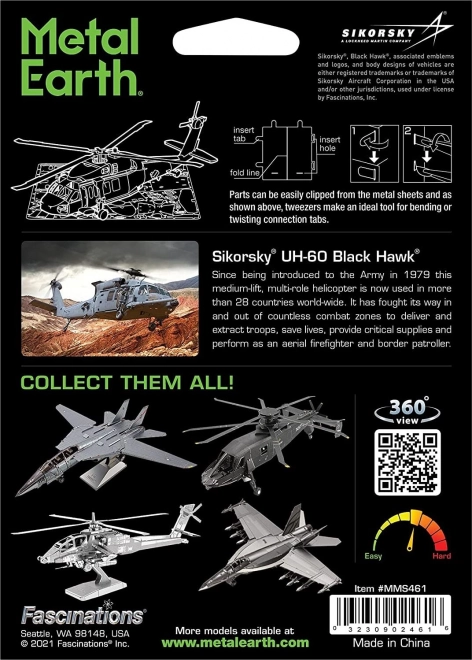 Metal Earth 3D puzzle Fekete Sólyom helikopter