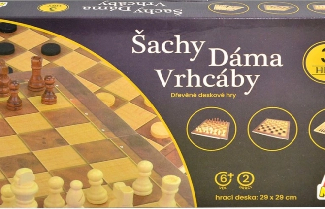 MaDe Fa Sakkozó készlet, Dámával és Backgammonnal 29x29 cm