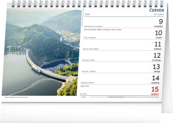 Asztali naptár 2025 gyönyörű cseh tájak