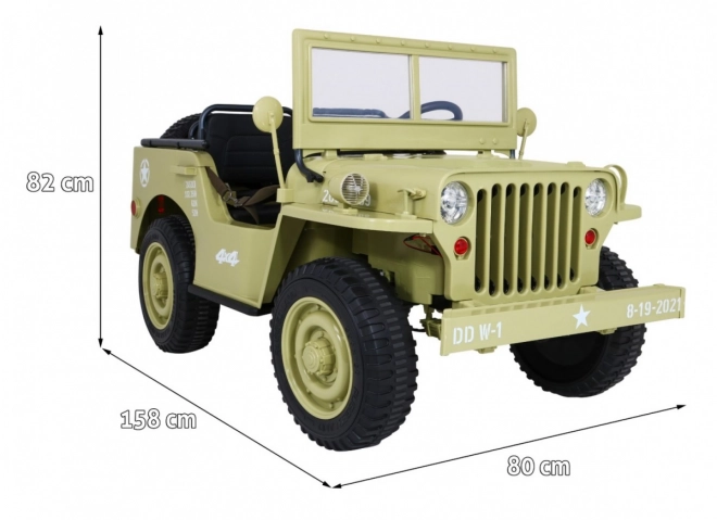 Retro katonai autó 3 gyermek számára Matcha + 4x4 meghajtás + tárolóhelyek + EVA + lassú indítás + MP3 LED