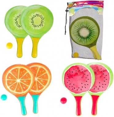 Gyümölcs mintás fa strandtenisz készlet 38 cm