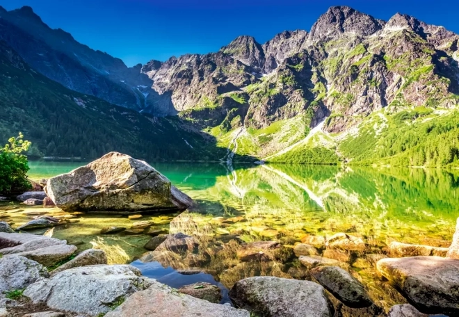 Napfelkelte a Morskie Oko tónál Puzzle - 1500 Darab