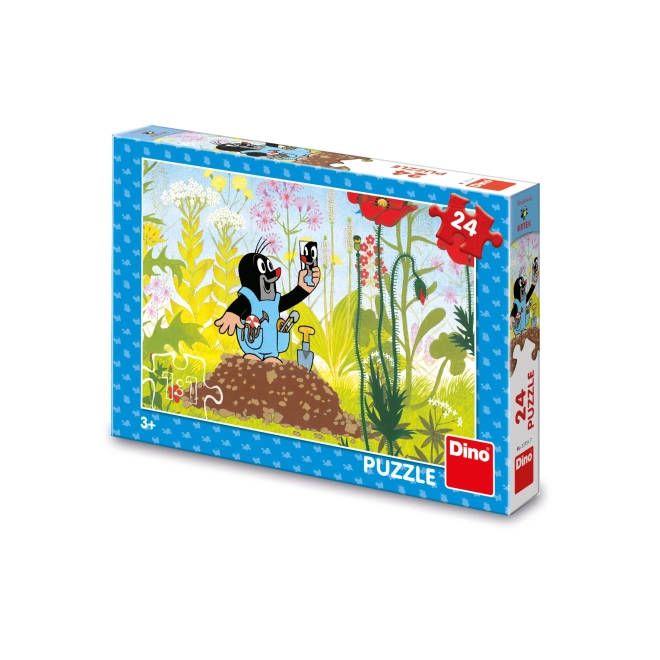 Puzzle Krtek nadrágokban 24 darabos 26x18cm dobozban 27x19x4cm