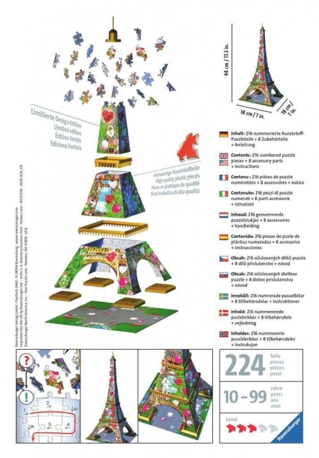 3D puzzle 216 darabos Eiffel-torony Love Edition