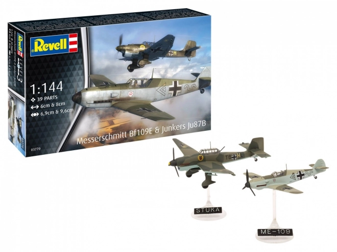 Messerschmitt Bf 109E és Junkers Ju 87B repülőgépek makett