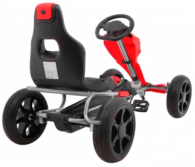 Grand Ride pedálos gokart gyerekeknek 3+ Piros + EVA kerekek + Állítható ülés + Kézifék