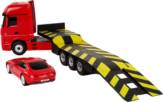 R/C Mercedes-Benz autó trélerrel - piros