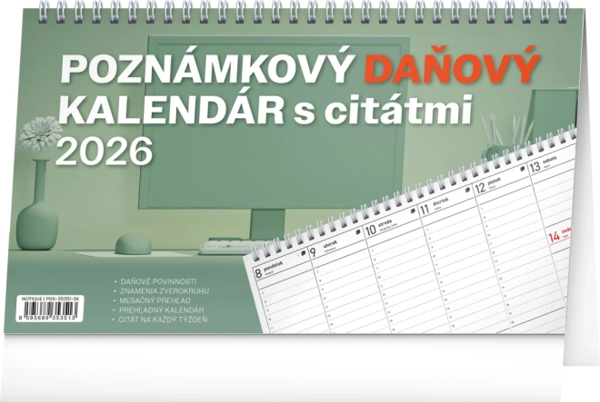 Asztali naptár Notique Jegyzet Adó Idézetekkel 2026