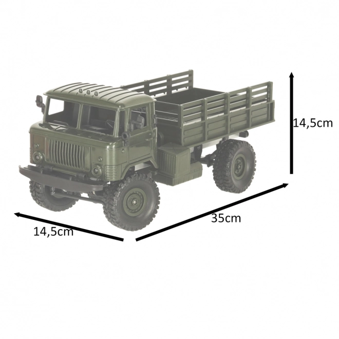 Zdalnie irányítható off-road katonai teherautó 4WD 1:16