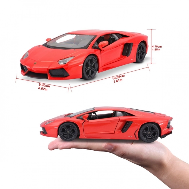 Lamborghini Aventador Coupé fém model 1:24 - narancssárga-piros