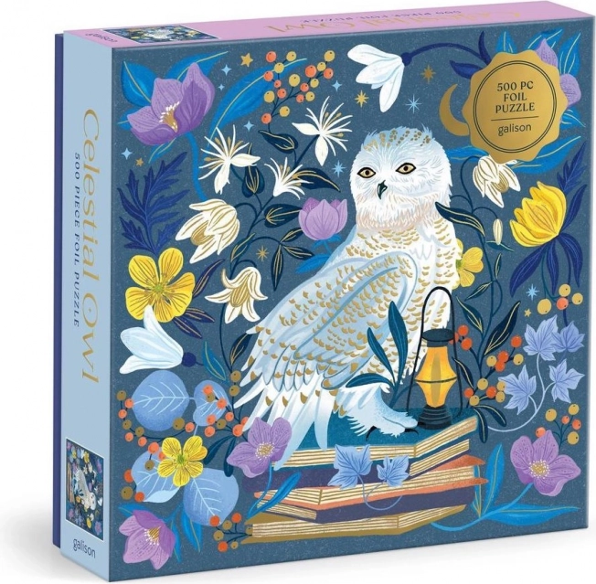 Fémes, négyzet alakú puzzle Mennyei bagoly, 500 darab, GALISON
