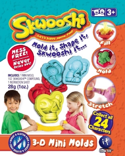 Skwooshi gyűjtő csomagok gyurmával és 3D mini formával